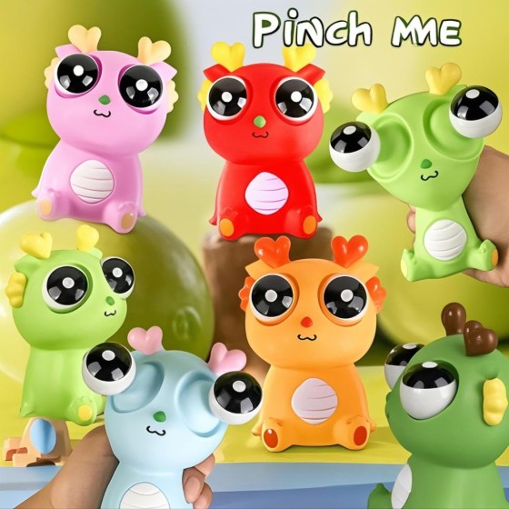 Exploding-Eye Dragon Squishy Toy & Dirt-Reducing Bunny Stress Reliever – Funny Gag Gifts for Anxiety Relief, Kids/Office Desk Fidgets